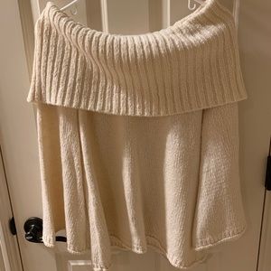 Cream Hem & Thread off the shoulder Sweater